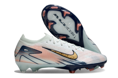 Nike Air Zoom Mercurial Vapor 16 Elite FG Firm Ground Soccer Cleats - White/Gold/Blue