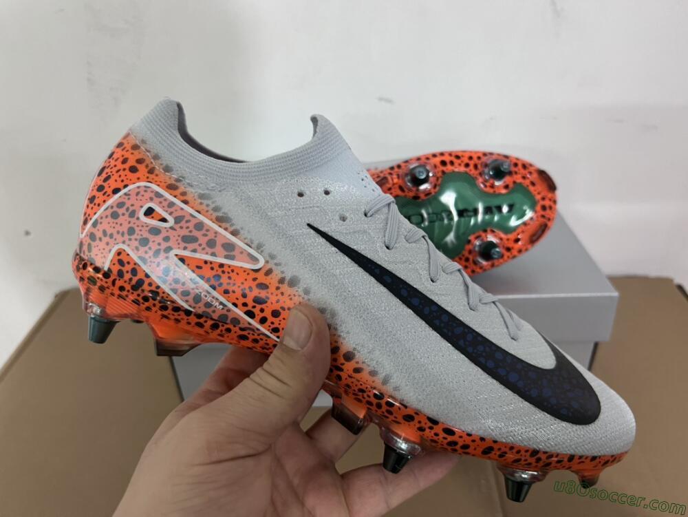 Nike Air Zoom Mercurial Vapor 16 Elite SG Soft Ground Soccer Cleats - Grey/Black/Leopard