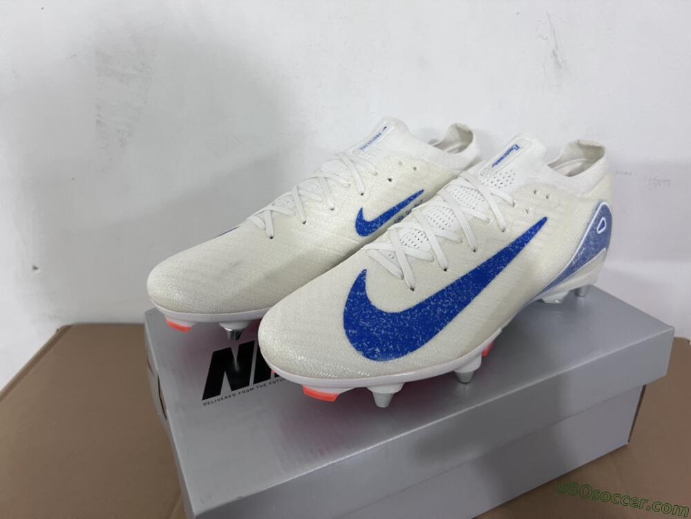 Nike Air Zoom Mercurial Vapor 16 Elite SG Soft Ground Soccer Cleats - Beige/Blue/White