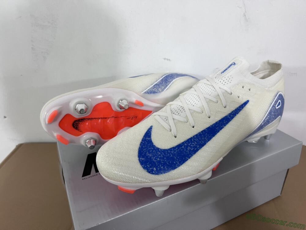 Nike Air Zoom Mercurial Vapor 16 Elite SG Soft Ground Soccer Cleats - Beige/Blue/White