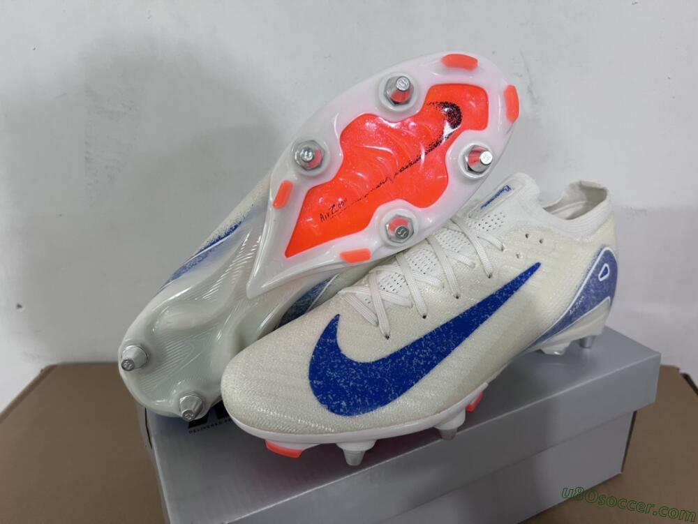 Nike Air Zoom Mercurial Vapor 16 Elite SG Soft Ground Soccer Cleats - Beige/Blue/White