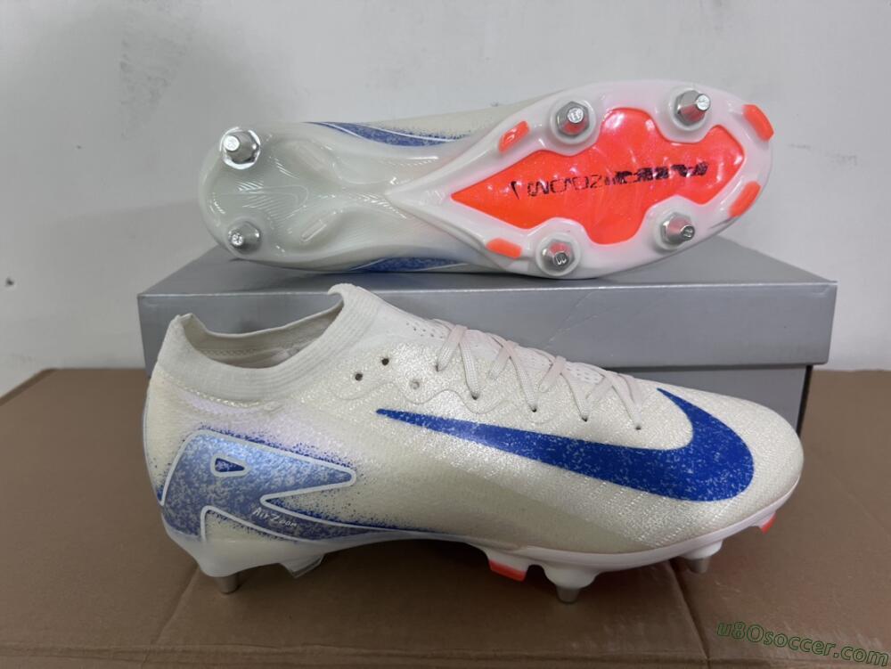 Nike Air Zoom Mercurial Vapor 16 Elite SG Soft Ground Soccer Cleats - Beige/Blue/White