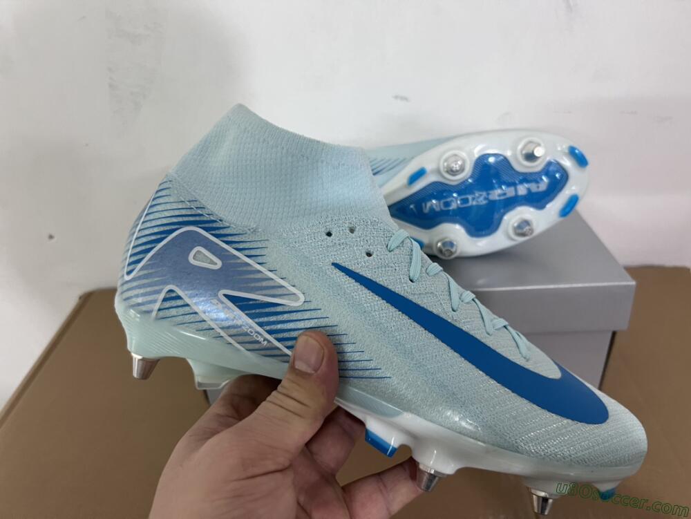 Nike Air Zoom Mercurial Superfly 10 Elite SG Soft Ground Soccer Cleats - Jade/Blue/White