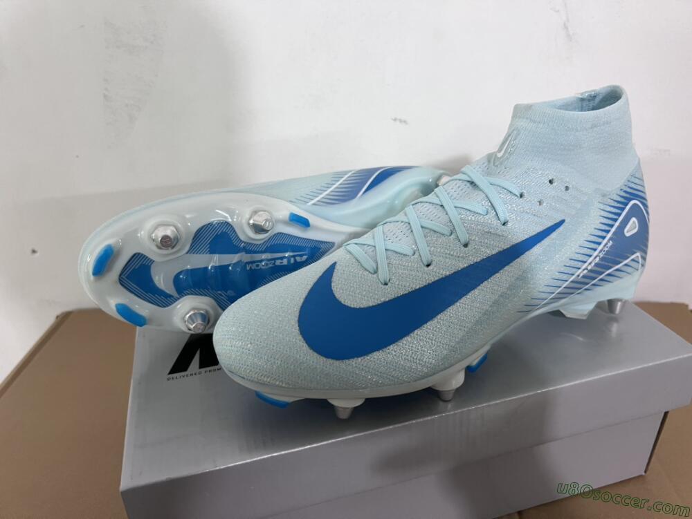 Nike Air Zoom Mercurial Superfly 10 Elite SG Soft Ground Soccer Cleats - Jade/Blue/White