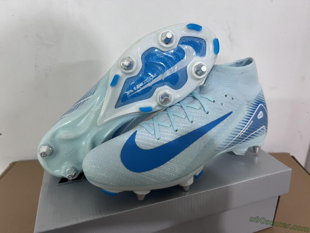 Nike Air Zoom Mercurial Superfly 10 Elite SG Soft Ground Soccer Cleats - Jade/Blue/White