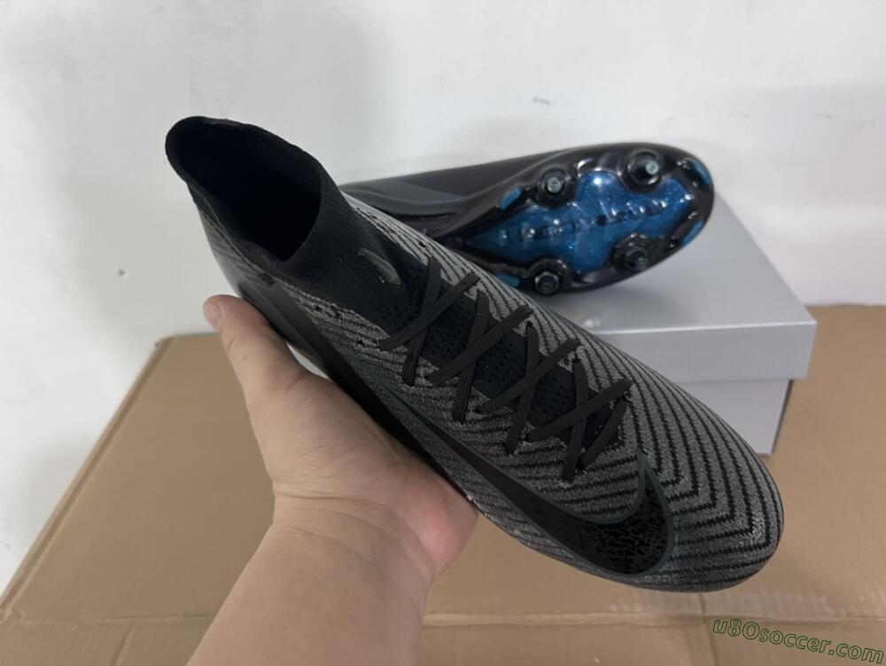 Nike Air Zoom Mercurial Superfly 10 Elite SG Soft Ground Soccer Cleats - Black/Silver/Blue