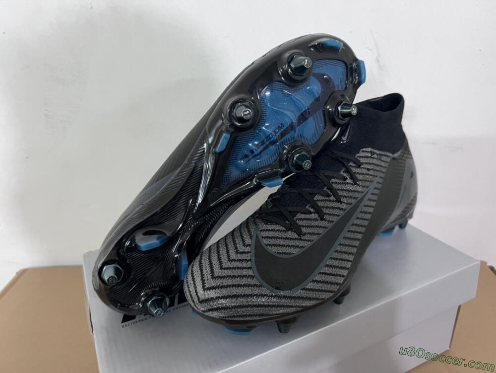 Nike Air Zoom Mercurial Superfly 10 Elite SG Soft Ground Soccer Cleats - Black/Silver/Blue