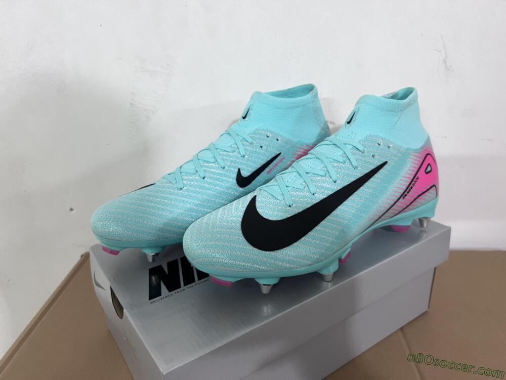 Nike Air Zoom Mercurial Superfly 10 Elite SG Soft Ground Soccer Cleats - Jade/Black/Pink