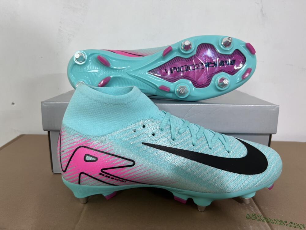 Nike Air Zoom Mercurial Superfly 10 Elite SG Soft Ground Soccer Cleats - Jade/Black/Pink