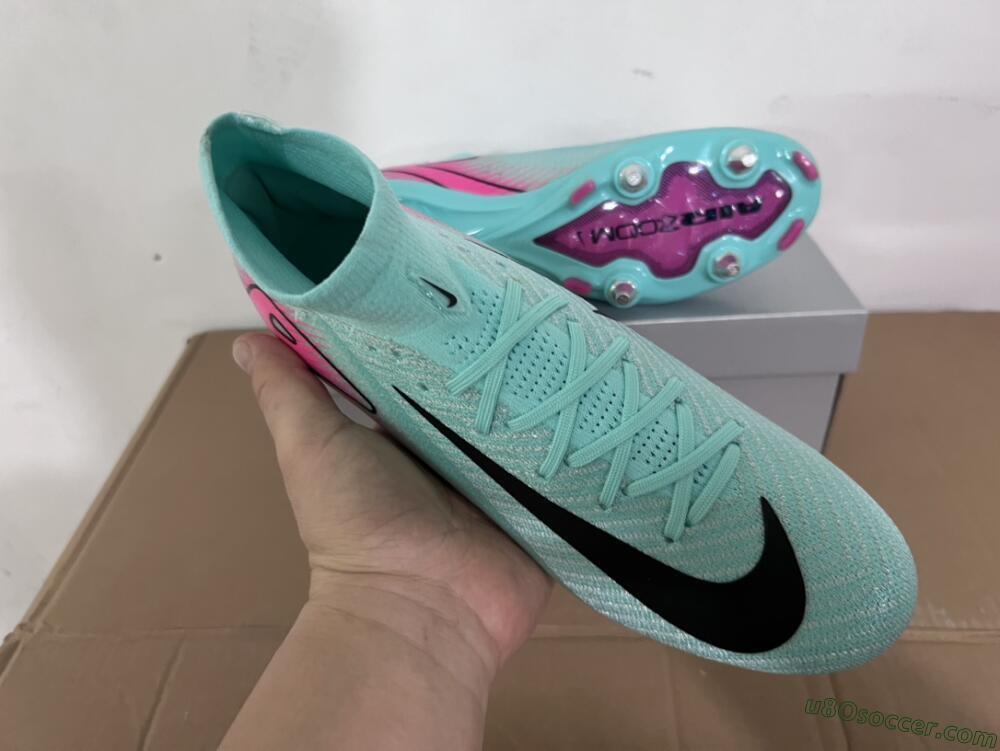 Nike Air Zoom Mercurial Superfly 10 Elite SG Soft Ground Soccer Cleats - Jade/Black/Pink