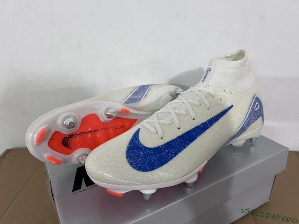 Nike Air Zoom Mercurial Superfly 10 Elite SG Soft Ground Soccer Cleats - Beige/White/Blue