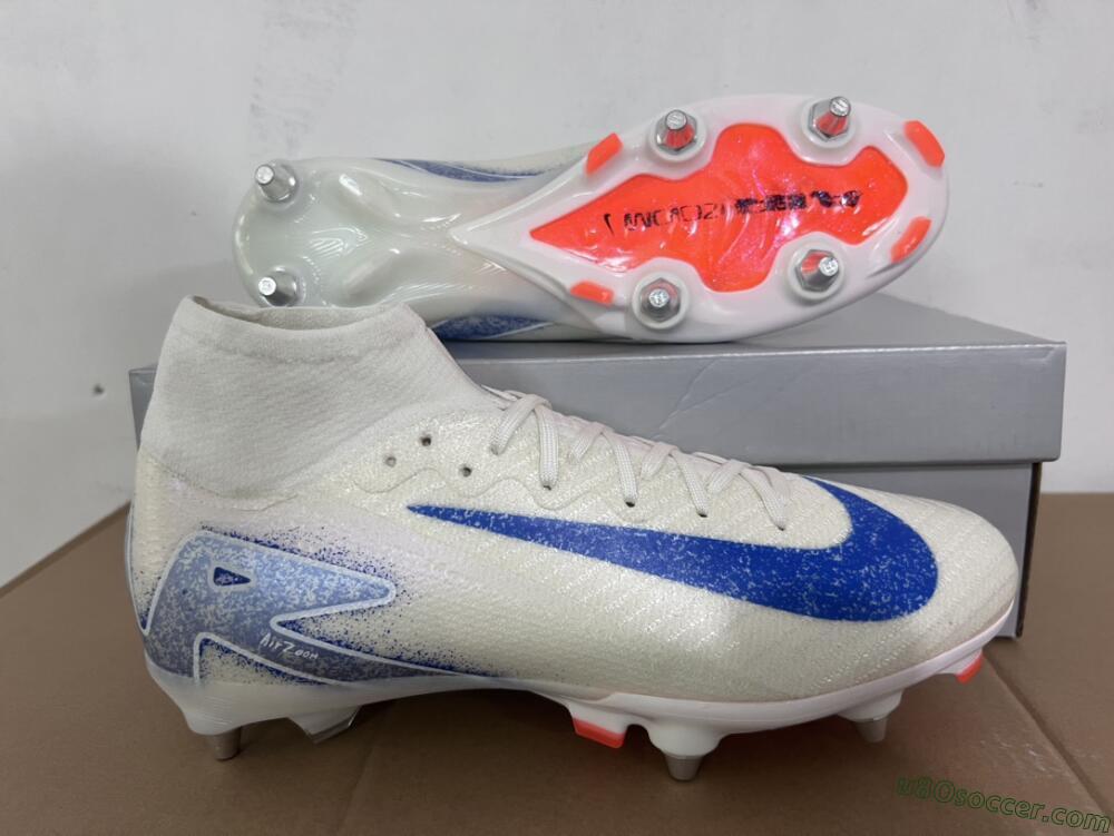 Nike Air Zoom Mercurial Superfly 10 Elite SG Soft Ground Soccer Cleats - Beige/White/Blue