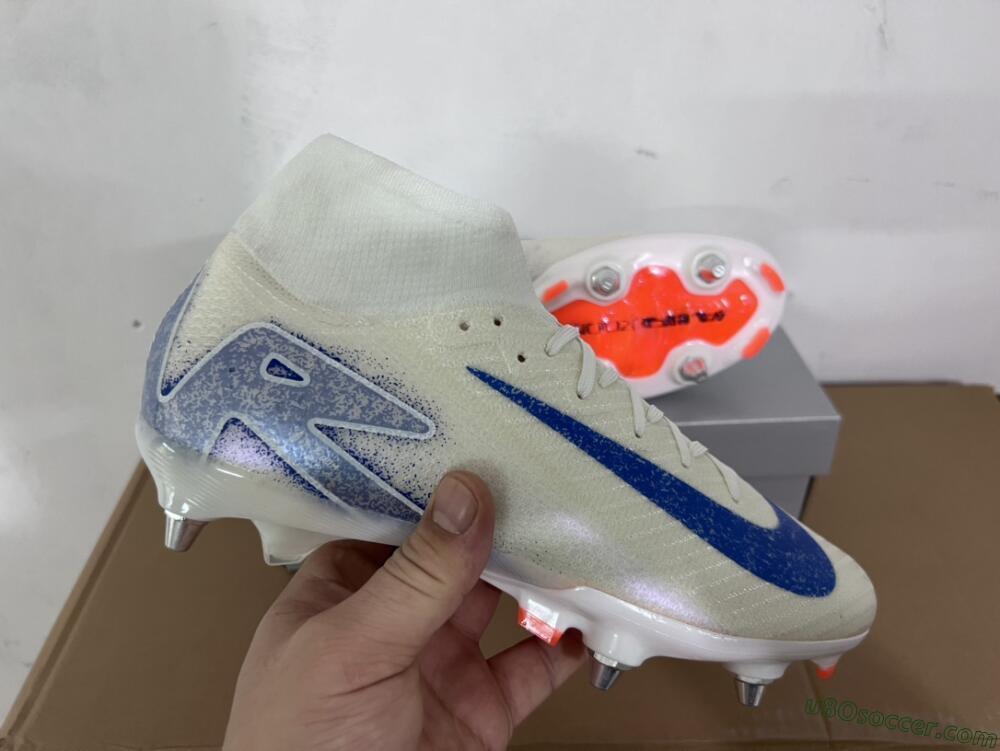 Nike Air Zoom Mercurial Superfly 10 Elite SG Soft Ground Soccer Cleats - Beige/White/Blue