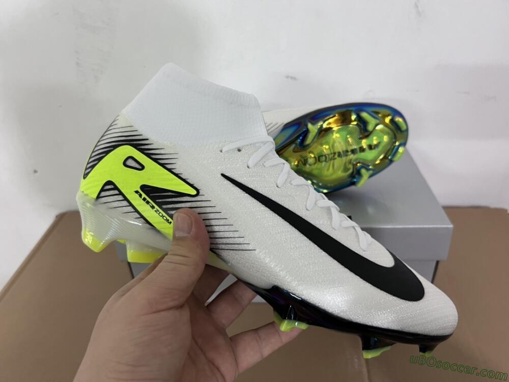 Nike Air Zoom Mercurial Superfly 10 Elite FG Firm Ground Soccer Cleats - White/Black/Yellow/Gold