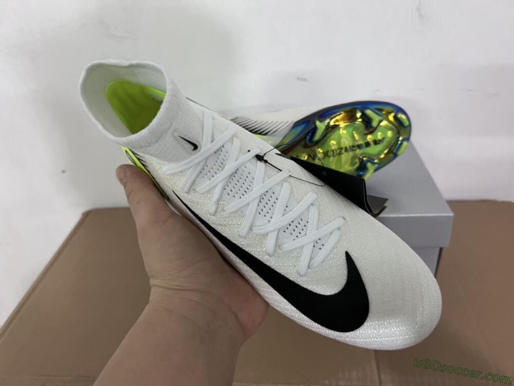 Nike Air Zoom Mercurial Superfly 10 Elite FG Firm Ground Soccer Cleats - White/Black/Yellow/Gold