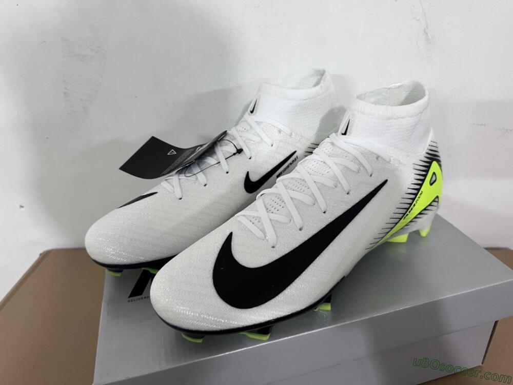 Nike Air Zoom Mercurial Superfly 10 Elite FG Firm Ground Soccer Cleats - White/Black/Yellow/Gold
