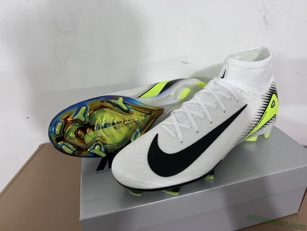 Nike Air Zoom Mercurial Superfly 10 Elite FG Firm Ground Soccer Cleats - White/Black/Yellow/Gold