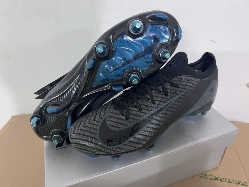 Nike Air Zoom Mercurial Vapor 16 Elite SG Soft Ground Soccer Cleats - Black/Silver/Blue