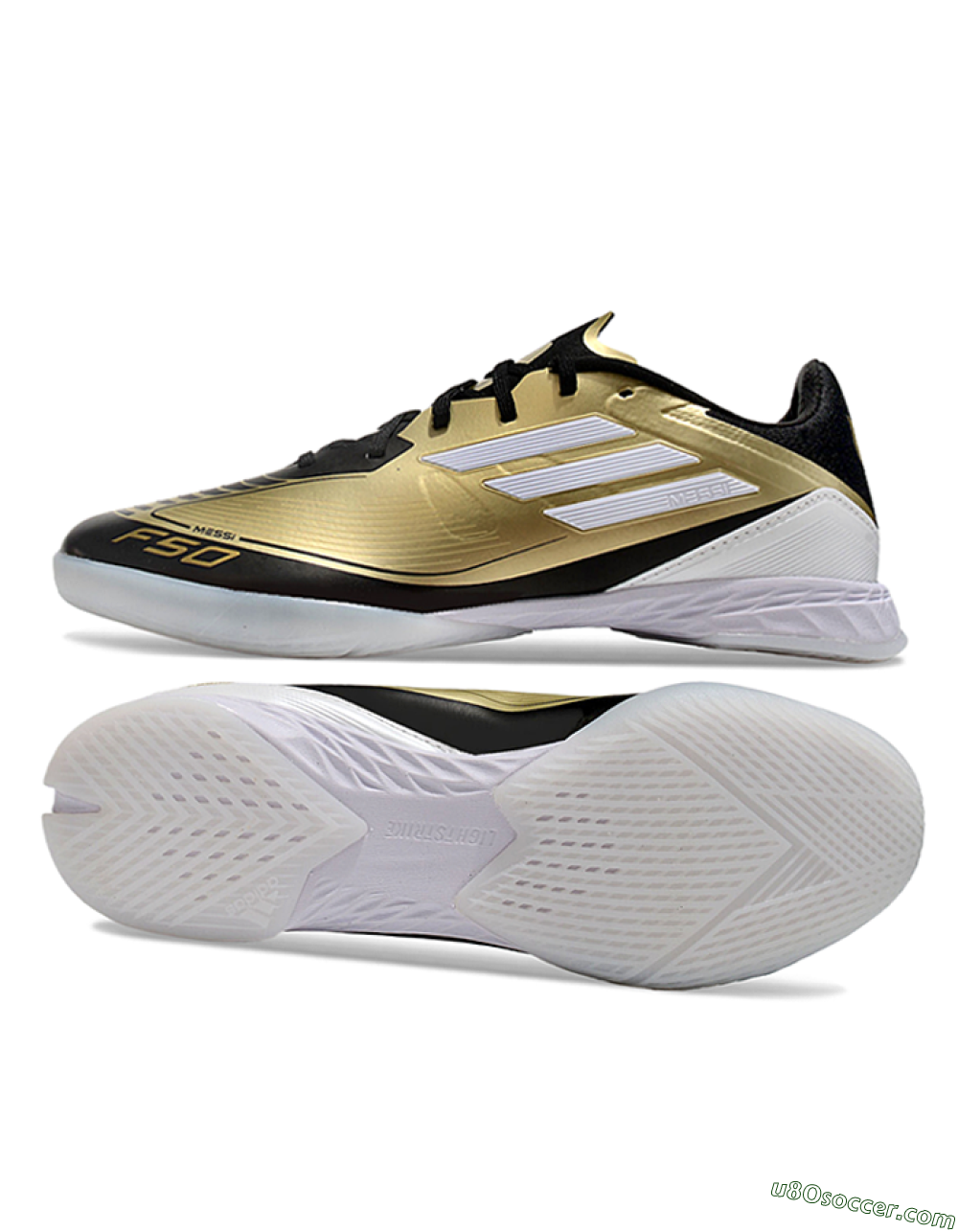 Adidas F50 Elite Messi IC Indoor & Futsal Soccer Shoes - Gold/White/Black 0