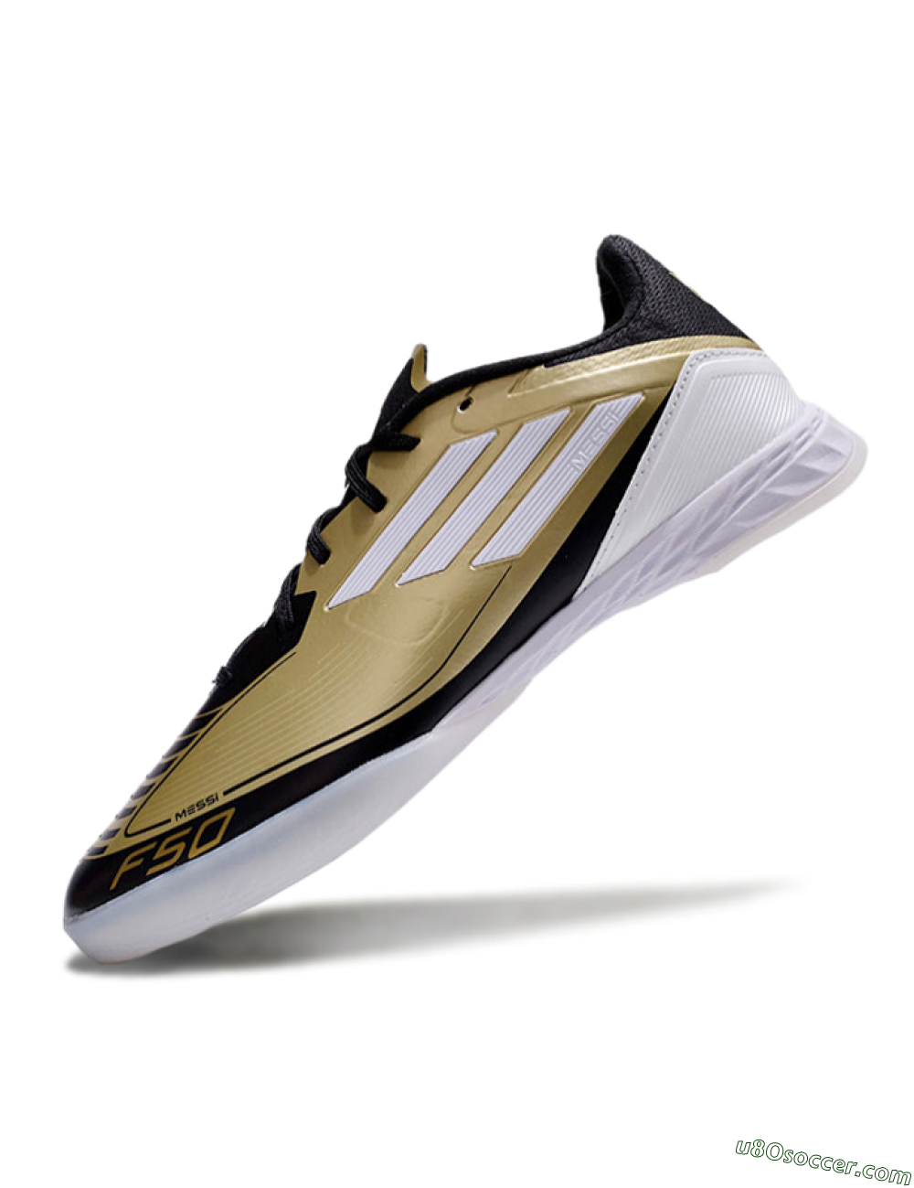 Adidas F50 Elite Messi IC Indoor & Futsal Soccer Shoes - Gold/White/Black 5