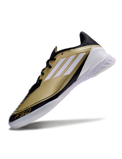 Adidas F50 Elite Messi IC Indoor & Futsal Soccer Shoes - Gold/White/Black