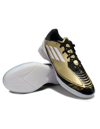 Adidas F50 Elite Messi IC Indoor & Futsal Soccer Shoes - Gold/White/Black