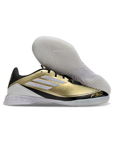 Adidas F50 Elite Messi IC Indoor & Futsal Soccer Shoes - Gold/White/Black