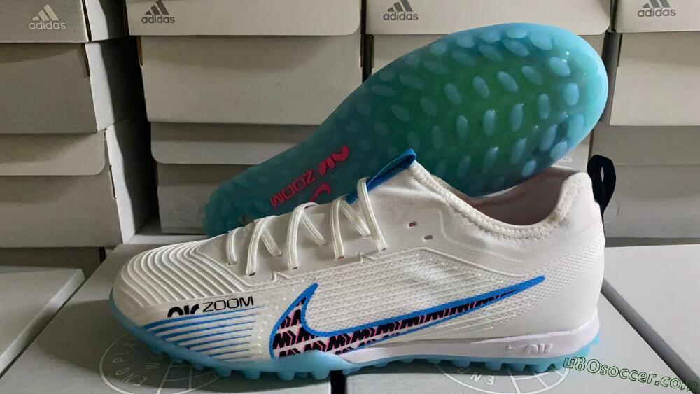 Nike Air Zoom Mercurial Vapor 15 Pro TF Artificial Turf Soccer Shoes - White/Blue/Pink