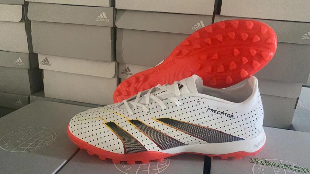 Adidas Predator 24 Elite TF Artificial Turf Soccer Shoes - White/Black/Red