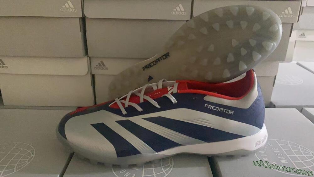 Adidas Predator 24 Elite TF Artificial Turf Soccer Shoes - Silver/Blue/Red