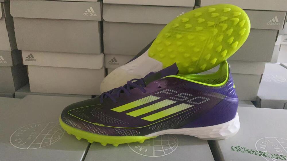 Adidas F50 Elite TF Artificial Turf Soccer Shoes - Purple/Yellow/White