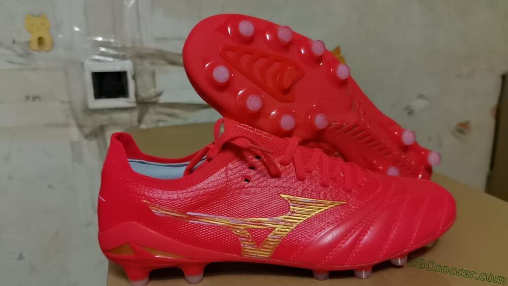 Mizuno Morelia Neo 4 FG Firm Ground Soccer Cleats - Red/Gold