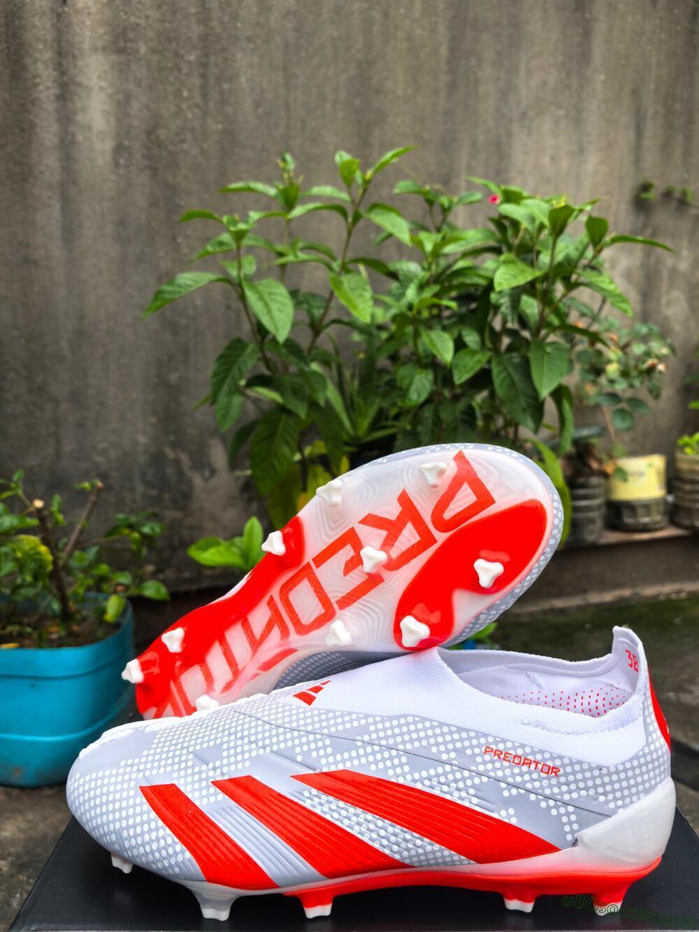 Adidas Predator Elite 24 Laceless FG Firm Ground Soccer Cleats - Grey/Red/White