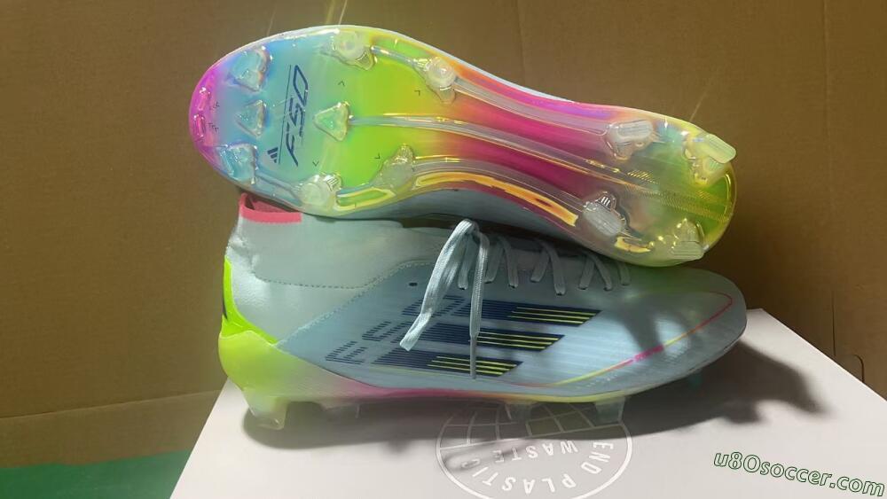 Adidas F50 Elite Mid FG Firm Ground Soccer Cleats - Jade/Yellow/Pink/Gold