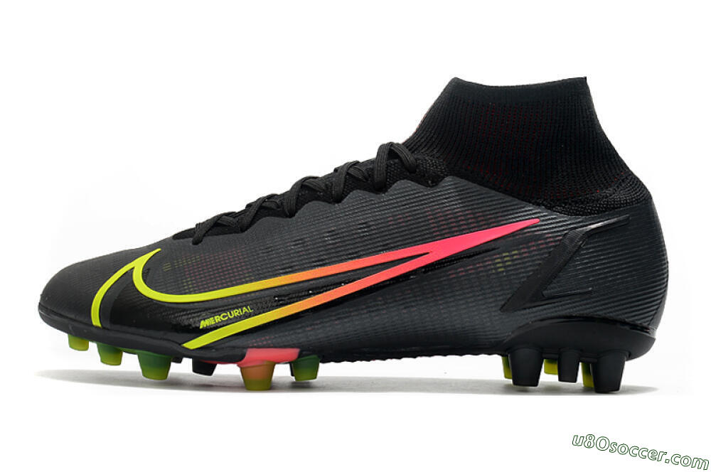 Nike Mercurial Superfly 8 Elite AG Artificial Grass Soccer Cleats - Black/Yellow/Pink 2
