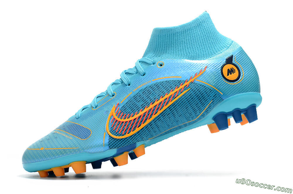 Nike Mercurial Superfly 8 Elite AG Artificial Grass Soccer Cleats - Blue/Yellow/Black 5