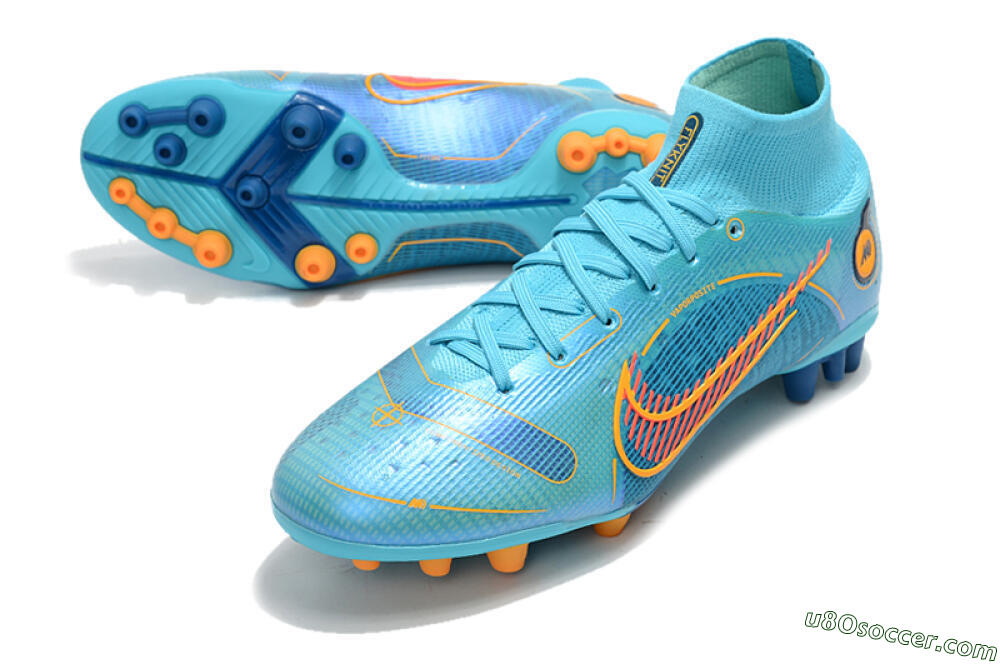 Nike Mercurial Superfly 8 Elite AG Artificial Grass Soccer Cleats - Blue/Yellow/Black 3