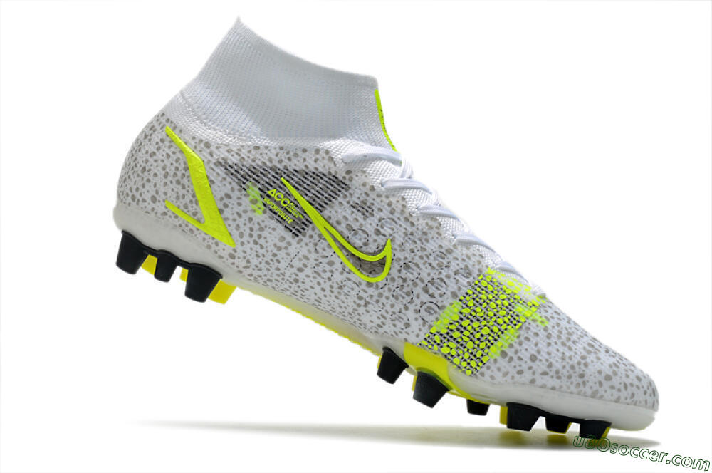 Nike Mercurial Superfly 8 Elite AG Artificial Grass Soccer Cleats - White/Black/Yellow 4