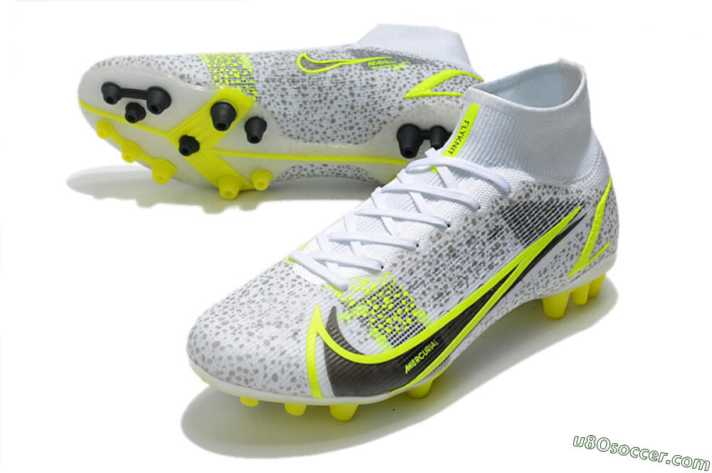 Nike Mercurial Superfly 8 Elite AG Artificial Grass Soccer Cleats - White/Black/Yellow 3