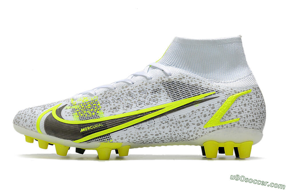 Nike Mercurial Superfly 8 Elite AG Artificial Grass Soccer Cleats - White/Black/Yellow 2