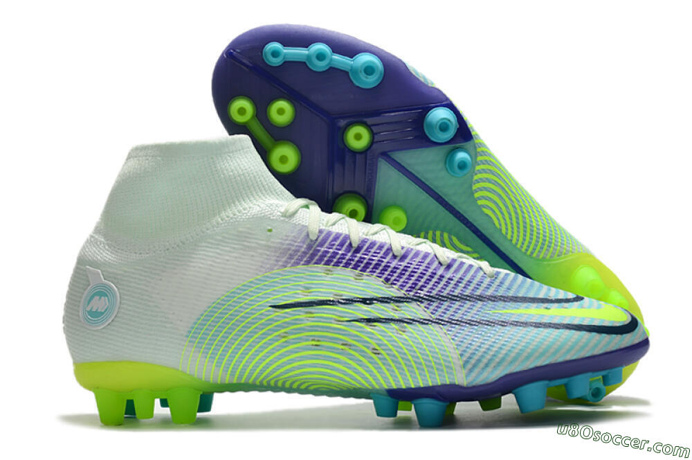 Nike Mercurial Superfly 8 Elite AG Artificial Grass Soccer Cleats - Jade/Yellow/Blue 1