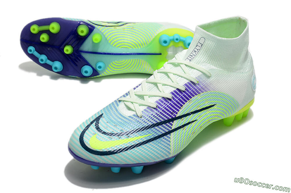 Nike Mercurial Superfly 8 Elite AG Artificial Grass Soccer Cleats - Jade/Yellow/Blue 3