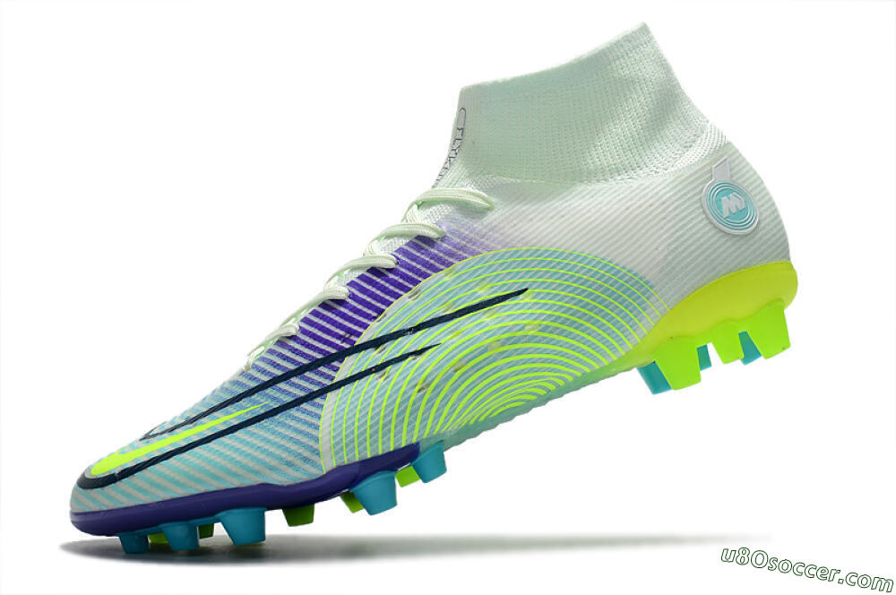 Nike Mercurial Superfly 8 Elite AG Artificial Grass Soccer Cleats - Jade/Yellow/Blue 5