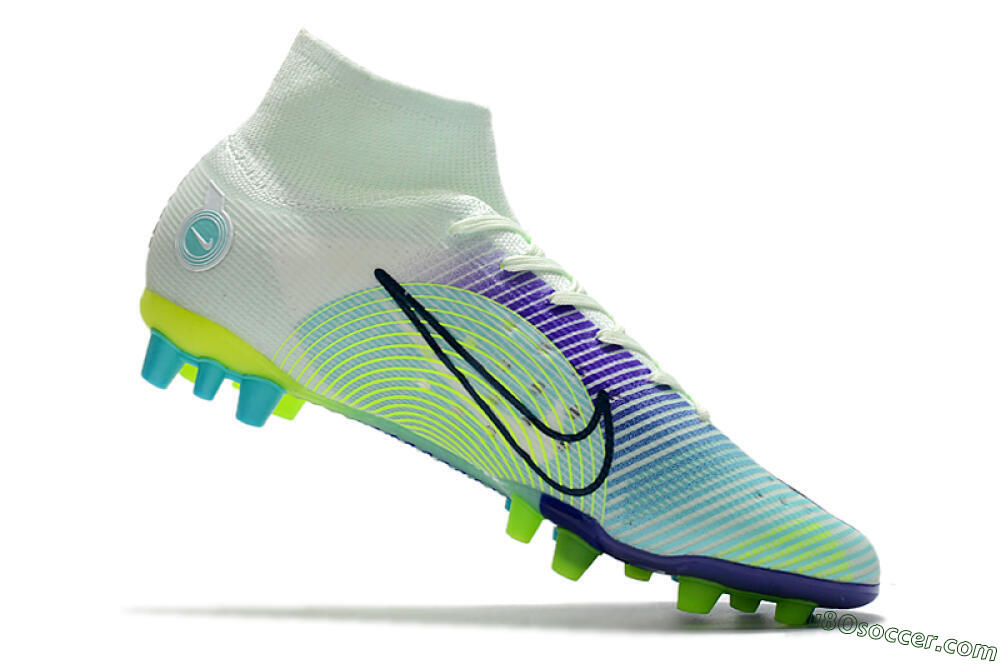 Nike Mercurial Superfly 8 Elite AG Artificial Grass Soccer Cleats - Jade/Yellow/Blue 4