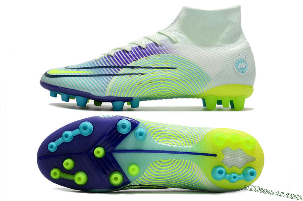 Nike Mercurial Superfly 8 Elite AG Artificial Grass Soccer Cleats - Jade/Yellow/Blue 0