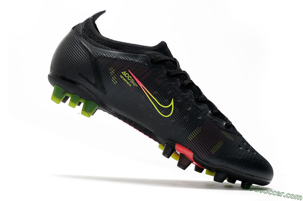 Nike Mercurial Vapor 14 Elite AG Artificial Grass Soccer Cleats - Black/Yellow/Pink 4