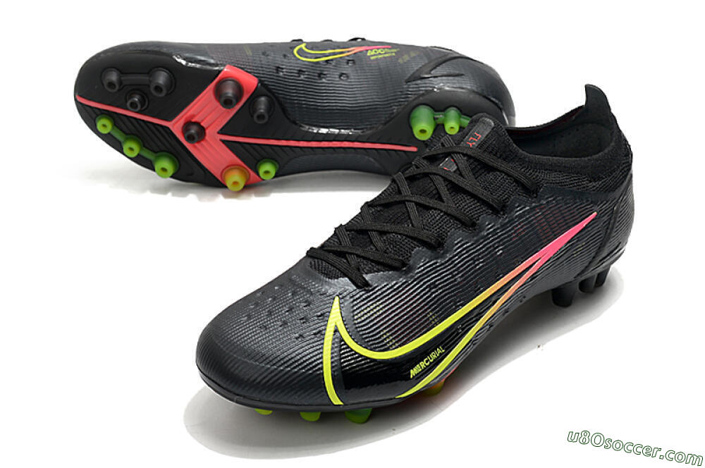 Nike Mercurial Vapor 14 Elite AG Artificial Grass Soccer Cleats - Black/Yellow/Pink 3