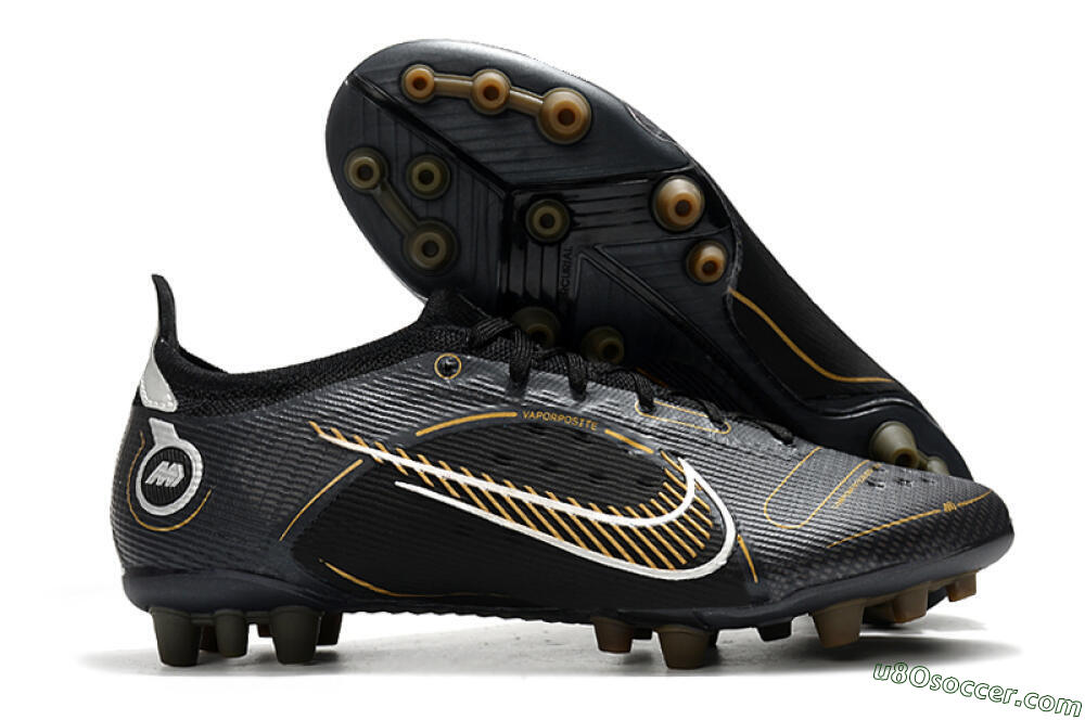 Nike Mercurial Vapor 14 Elite AG Artificial Grass Soccer Cleats - Black/Gold/Silver 1