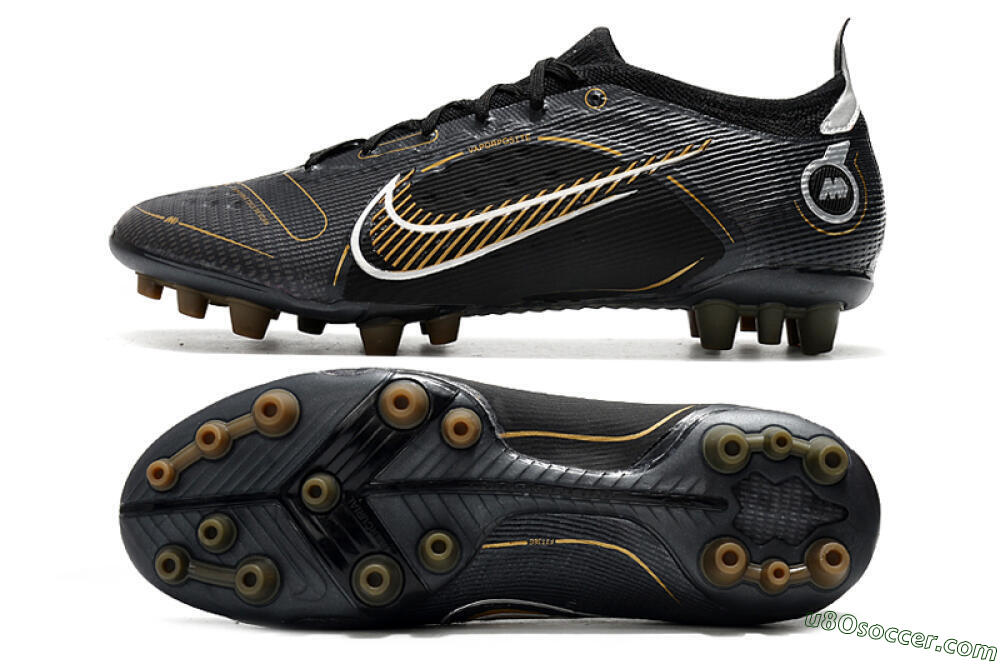 Nike Mercurial Vapor 14 Elite AG Artificial Grass Soccer Cleats - Black/Gold/Silver 0