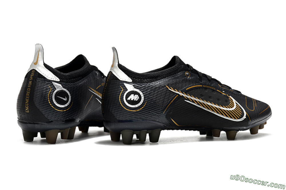 Nike Mercurial Vapor 14 Elite AG Artificial Grass Soccer Cleats - Black/Gold/Silver 6